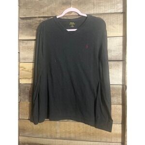 Polo Ralph Lauren Long Sleeve V Neck Tee Shirt Dark Gray Men's XL